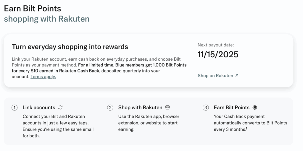 Bilt Rakuten partnership
Earn Bilt points with Rakuten
How to link Bilt and Rakuten
Bilt without Bilt credit card